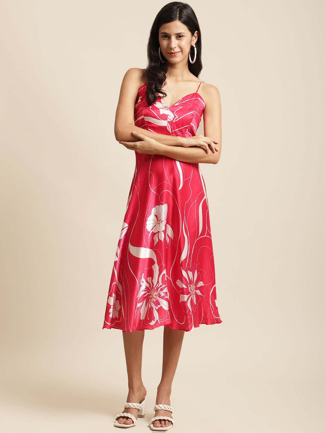 Red Fit & Flare Dress L