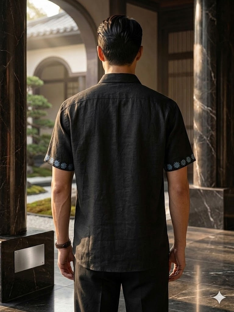 Black Short Sleeve Hemp Shirt