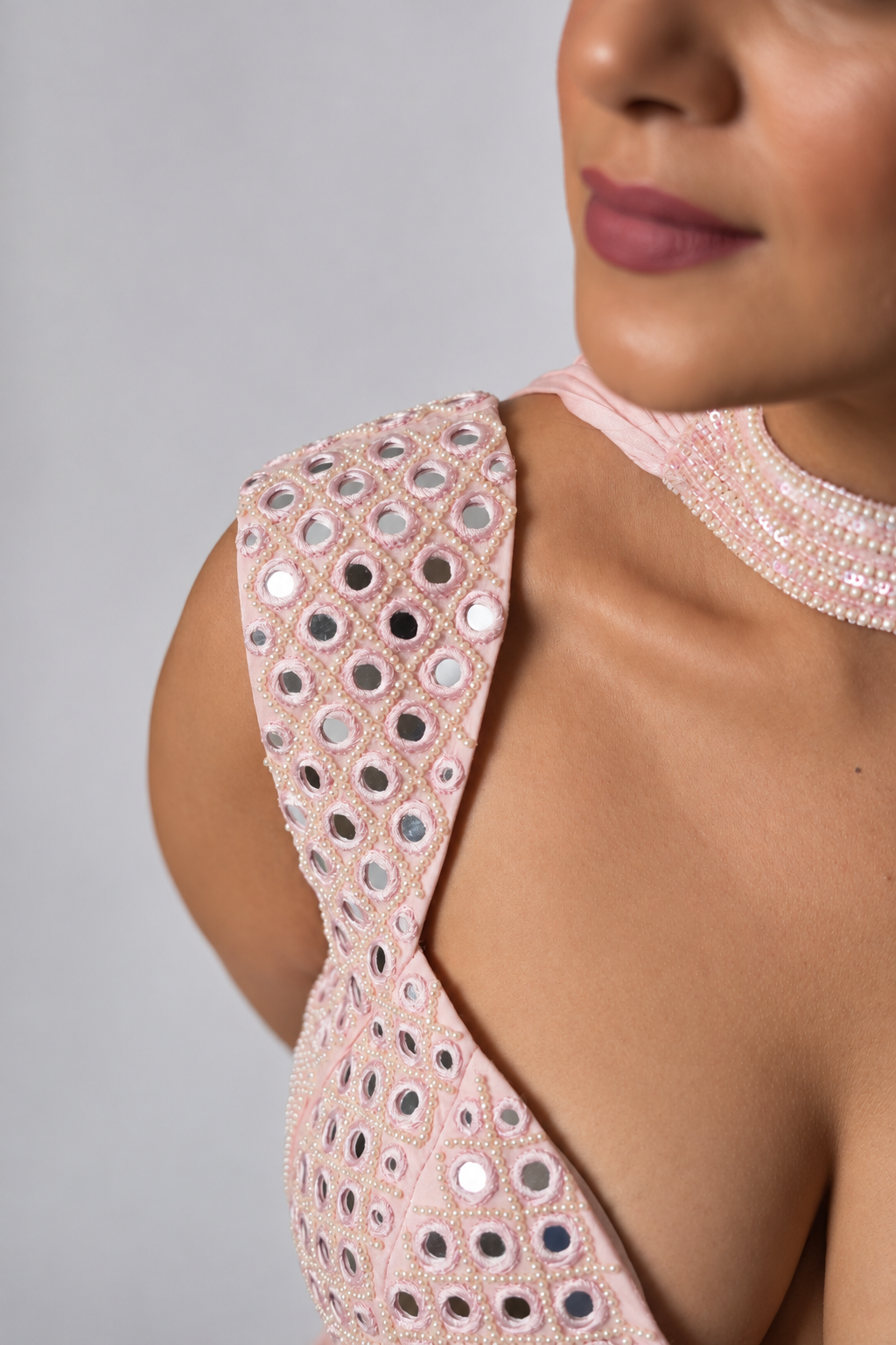 Pink Mirror Embroidered lehenga
