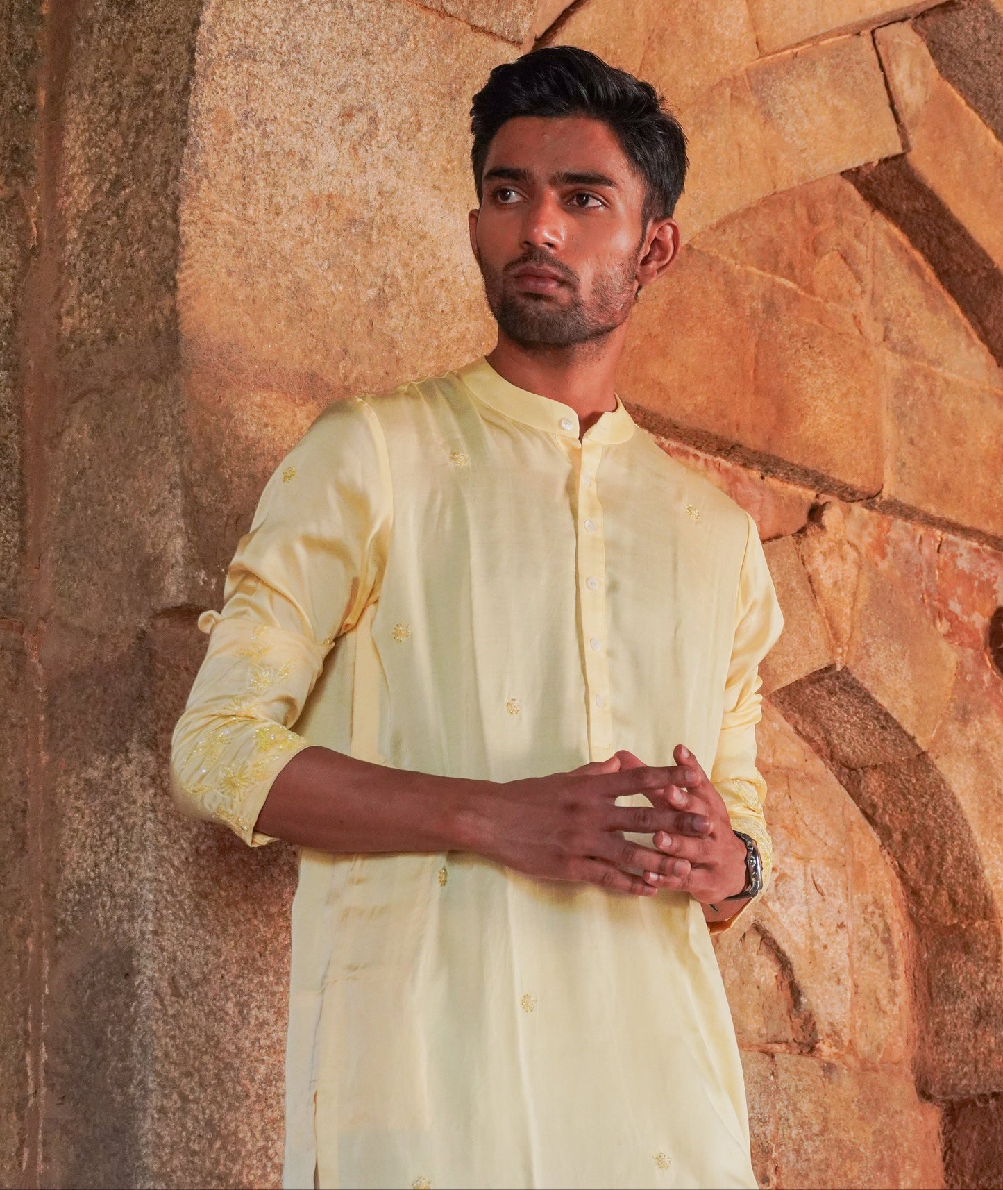 Yellow Tencel Men's Kurta