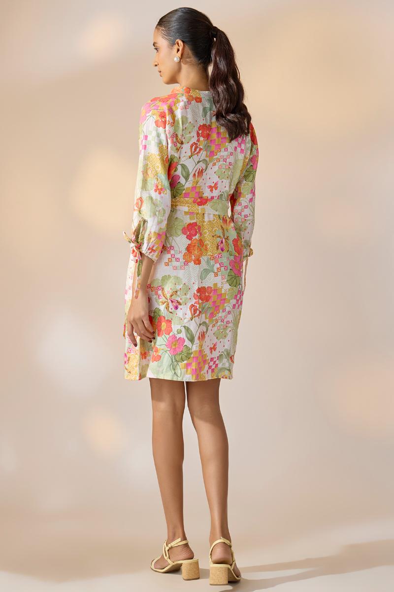 Gridbloom Shift Dress