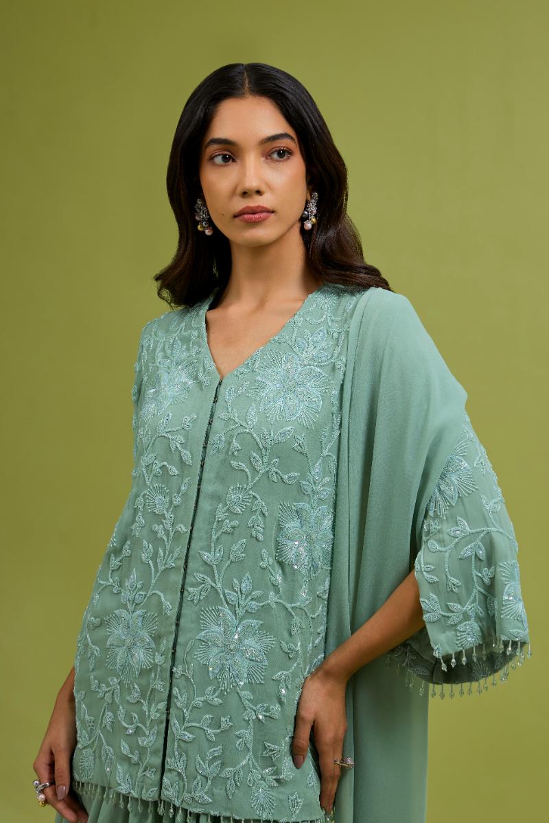 Sage Green Jacket Drape Set