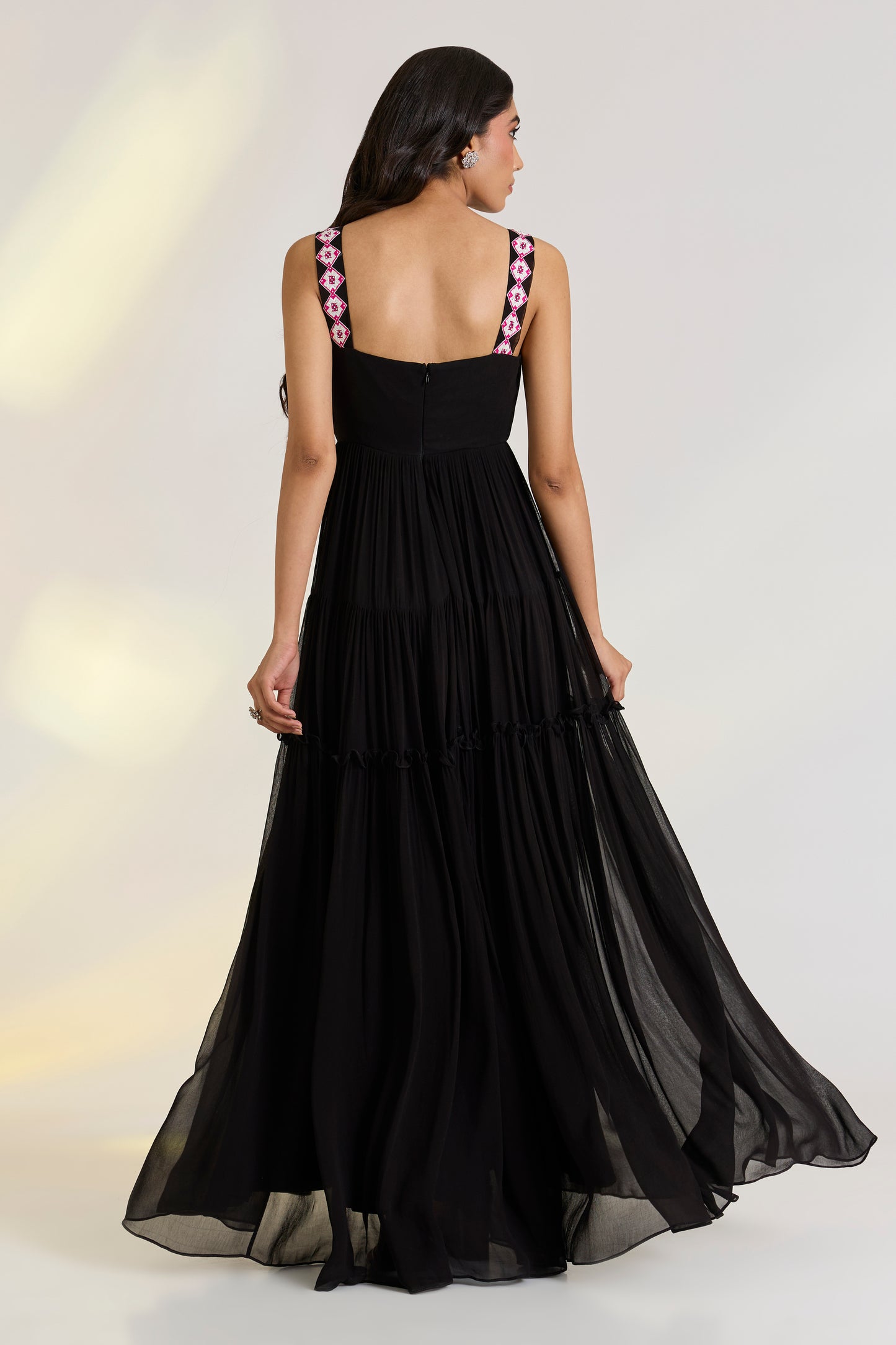 Nyra Black Drape Gown