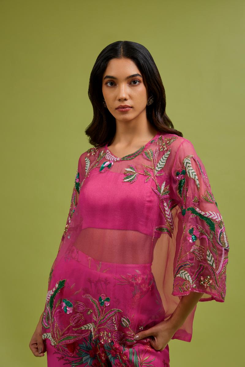 Fuchsia embroidered Set