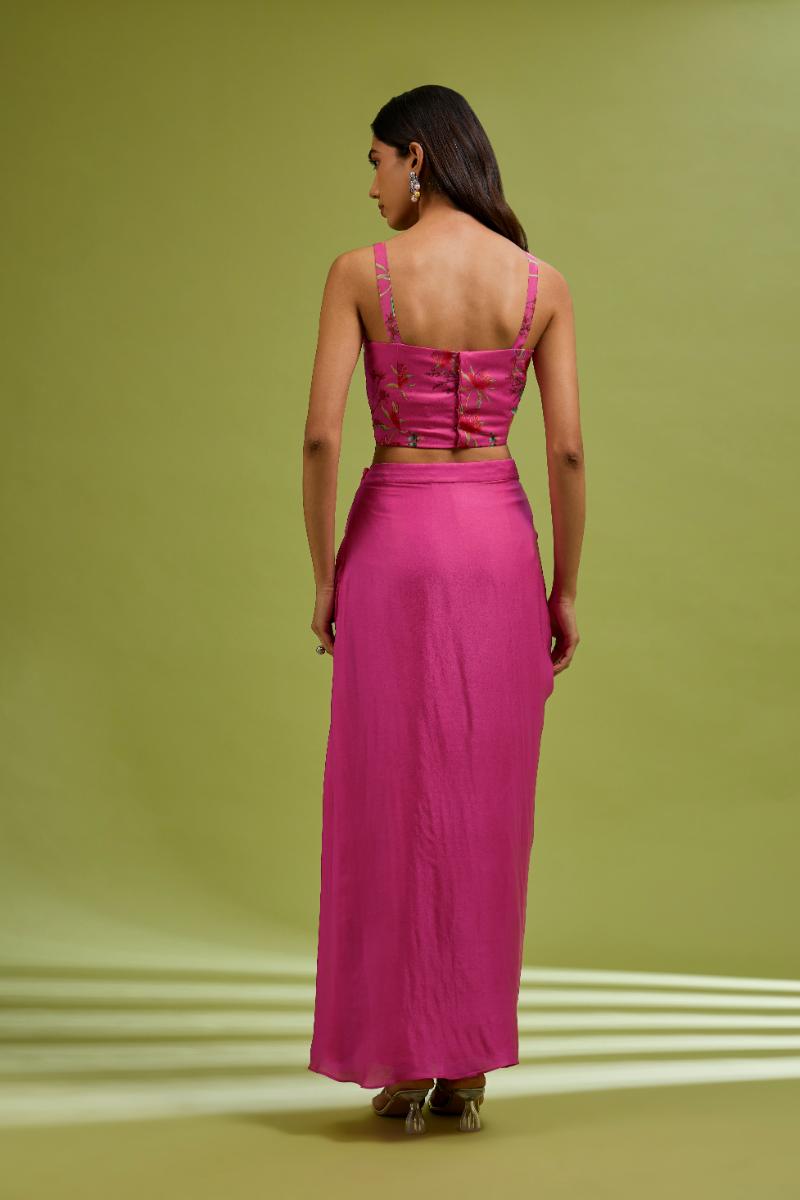 Fuchsia embroidered drape Set