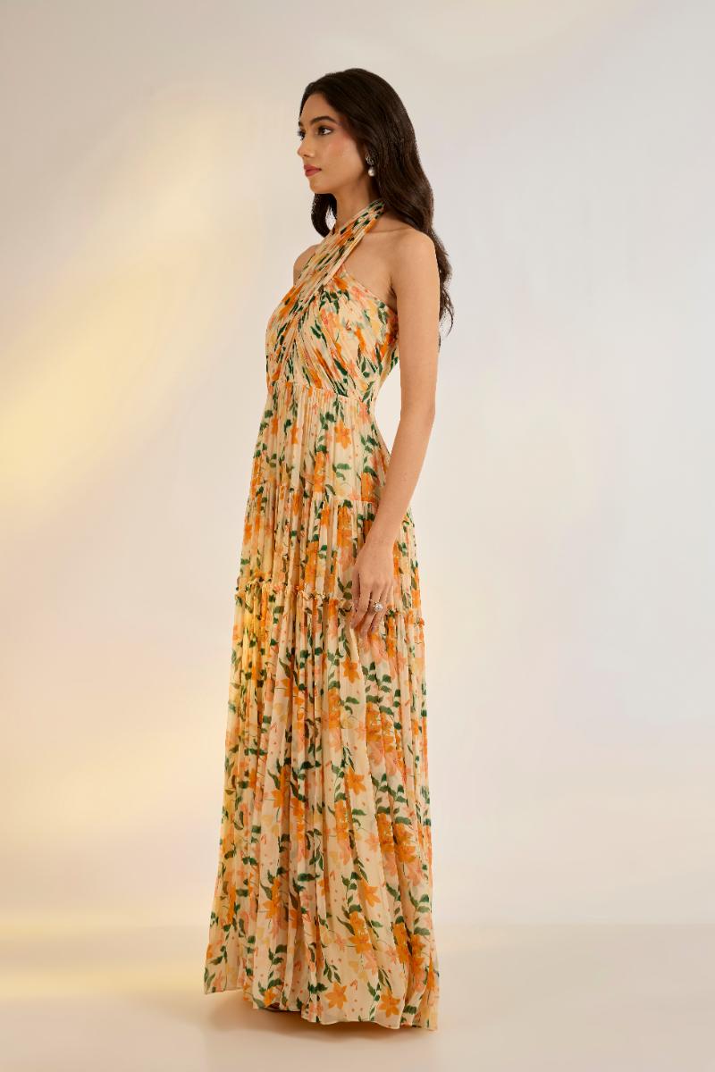 Floral Halter Beach Dress