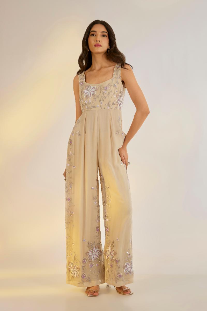 Georgette Floral Embroidered Jumpsuit Georgette Floral Embroidered Jumpsuit