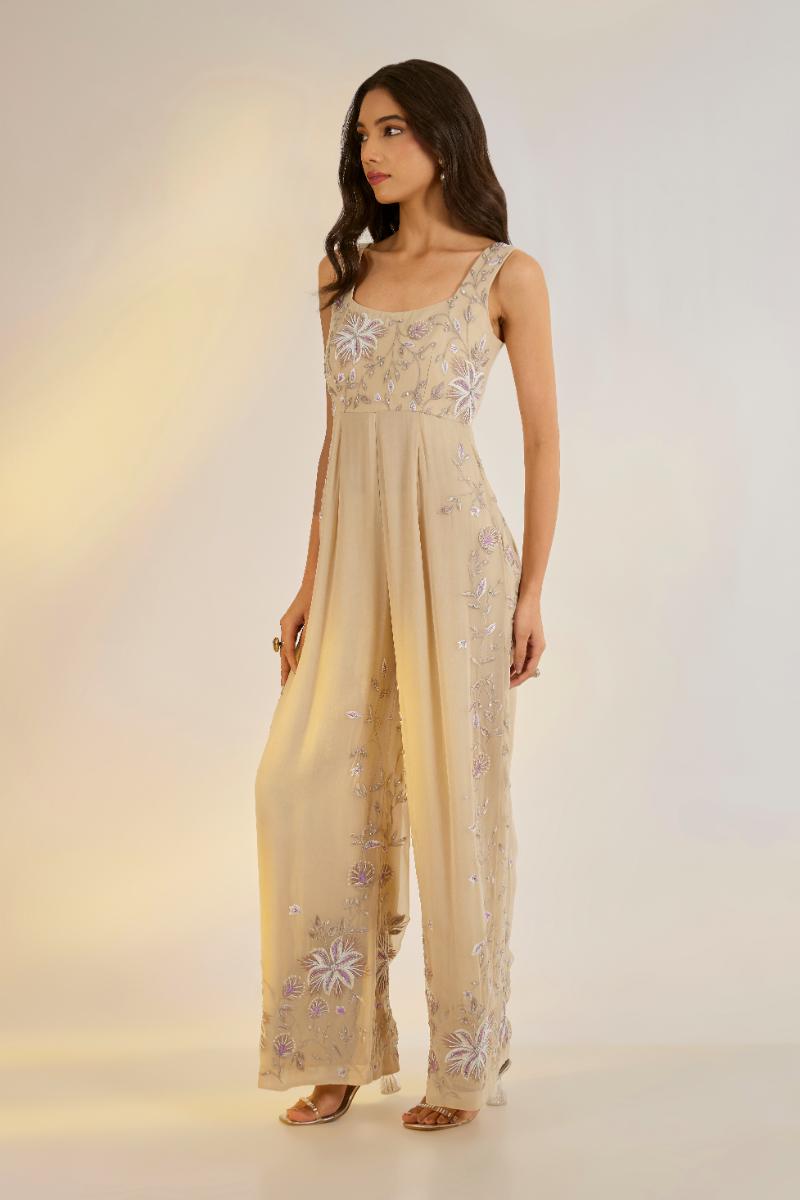 Georgette Floral Embroidered Jumpsuit