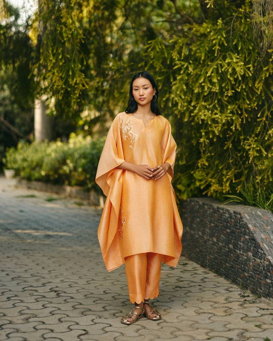 Yellow Khadi Kaftan Set