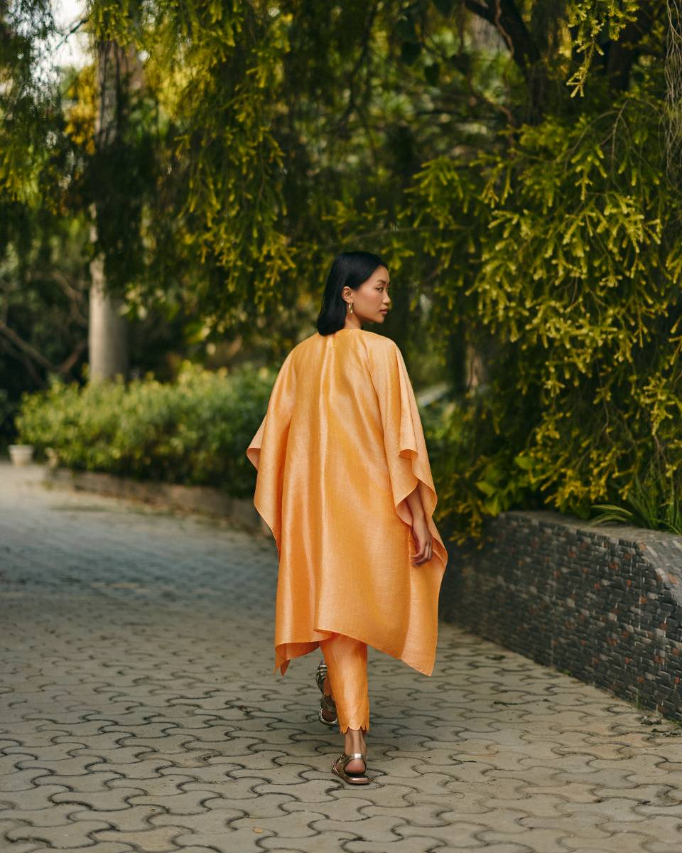 Yellow Khadi Kaftan Set