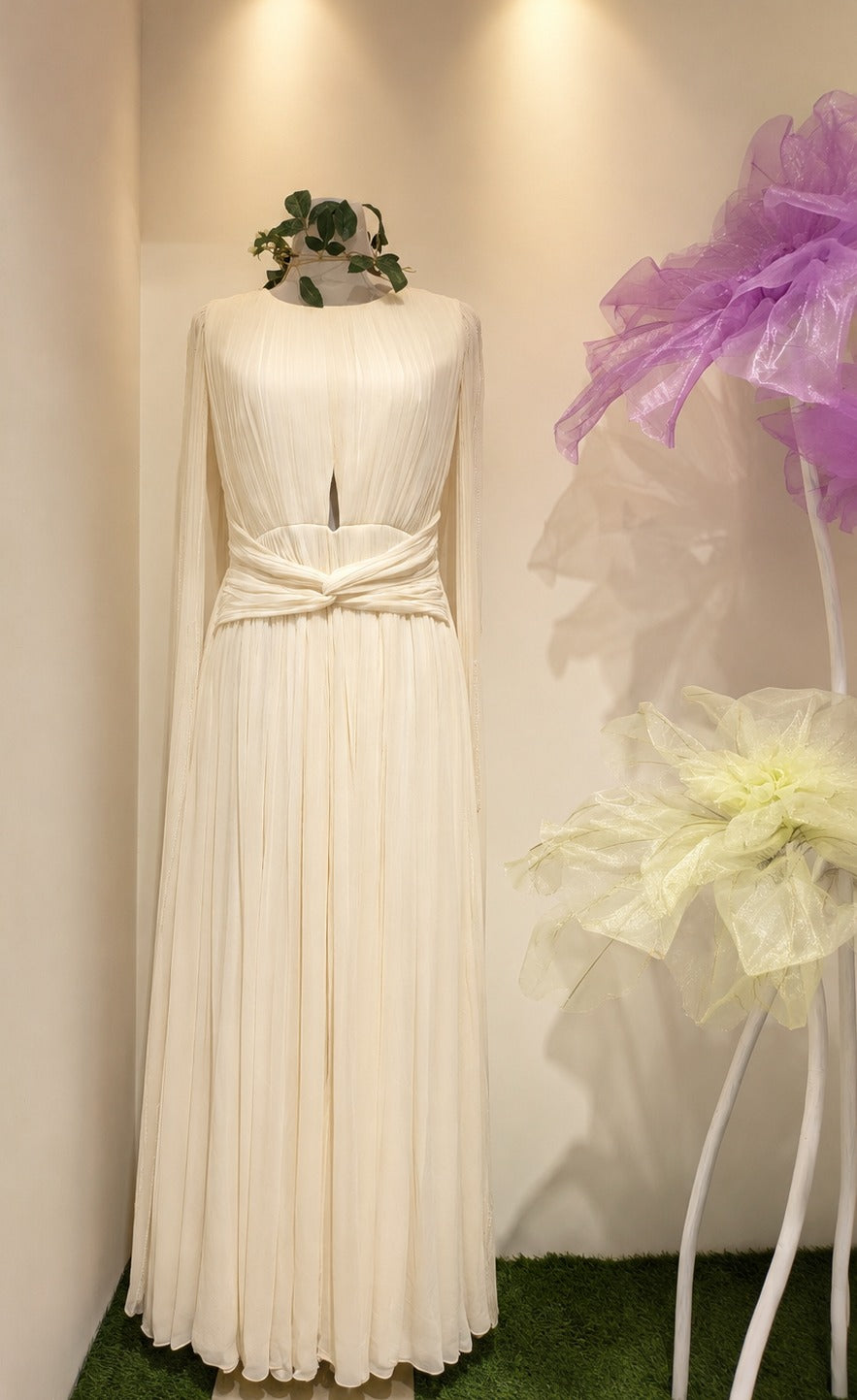 Ivory Pleated Gown