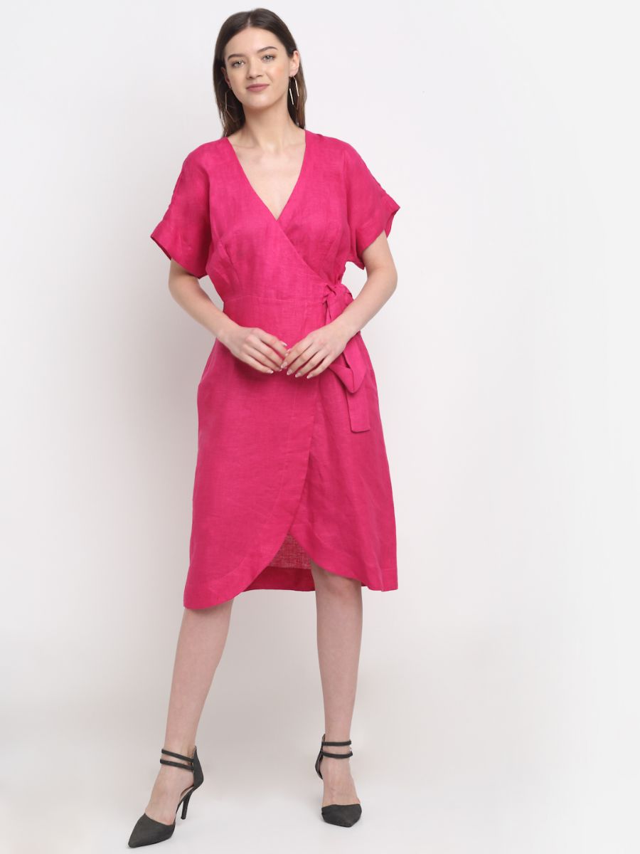 Pink Hemp Wrap Dress