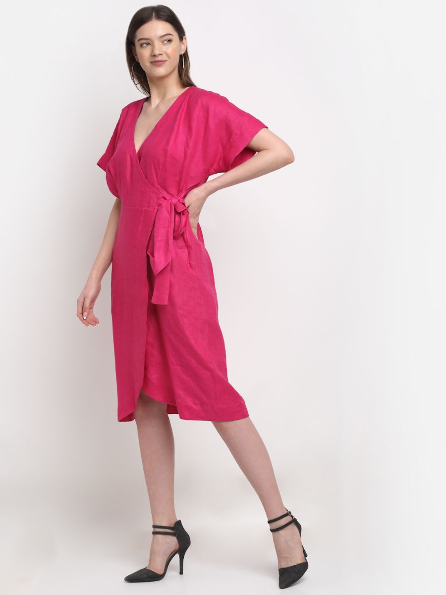 Pink Hemp Wrap Dress