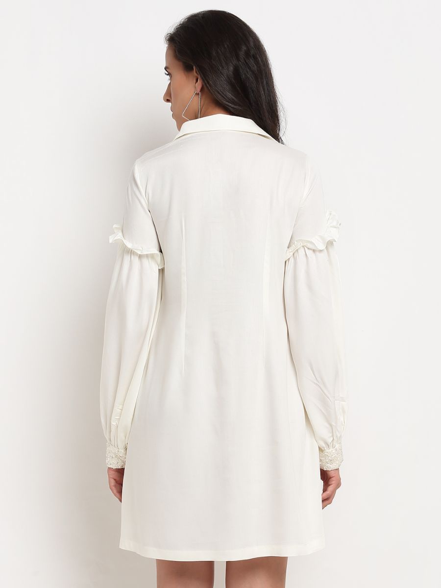Embroidered Tencel Shirt Dress