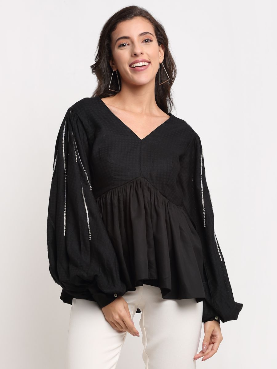 Edor Top in White with Black