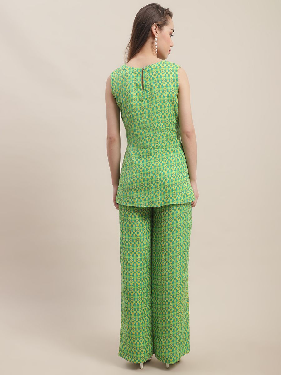 Green Print Hemp Coord Set