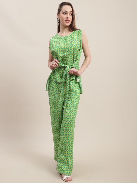 Green Print Hemp Coord Set