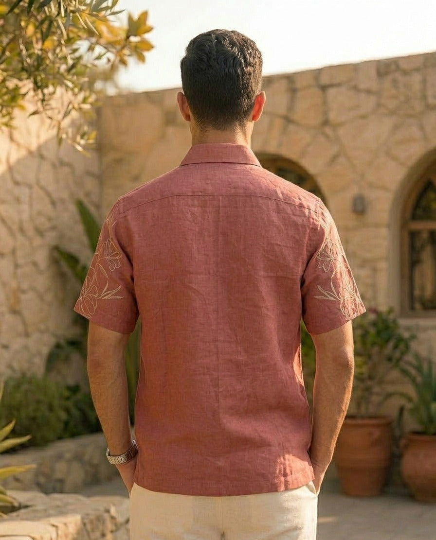 Rust Palm Hemp Shirt