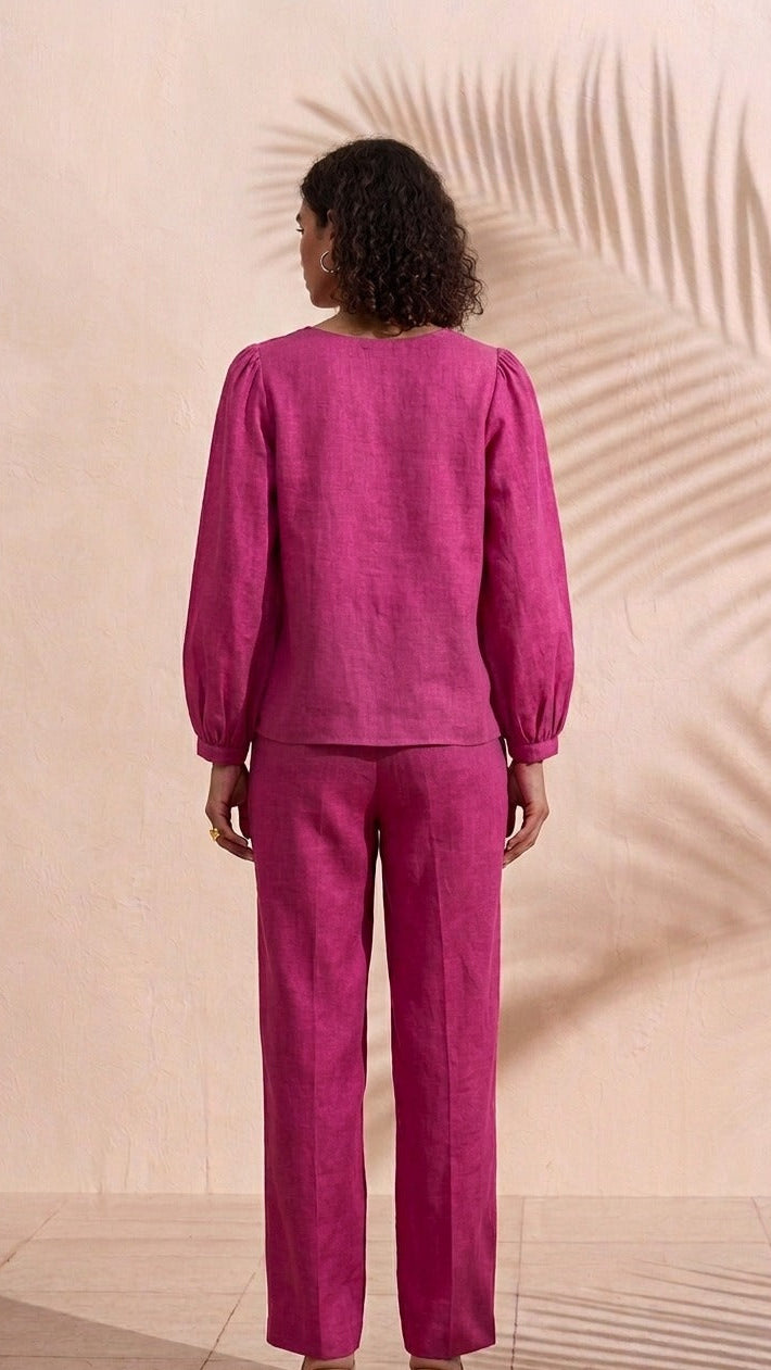 Pink Embroidered Hemp Top