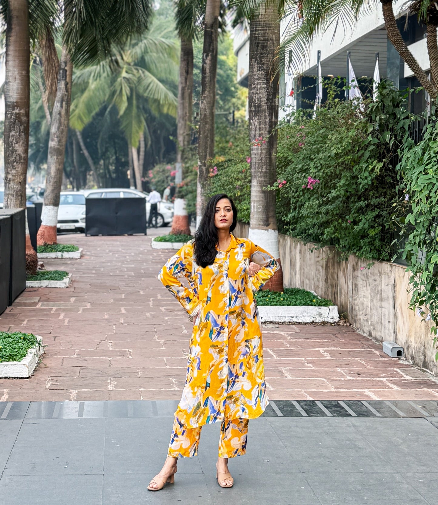 Yellow Embroidered Coord set