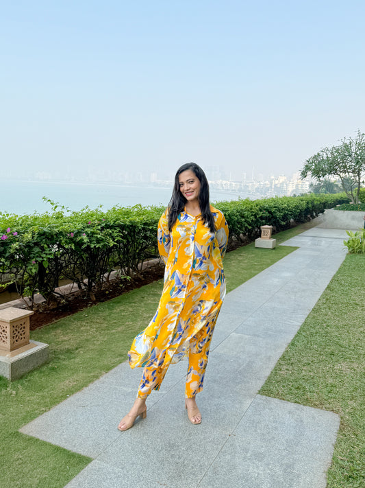 Yellow Embroidered Coord Set