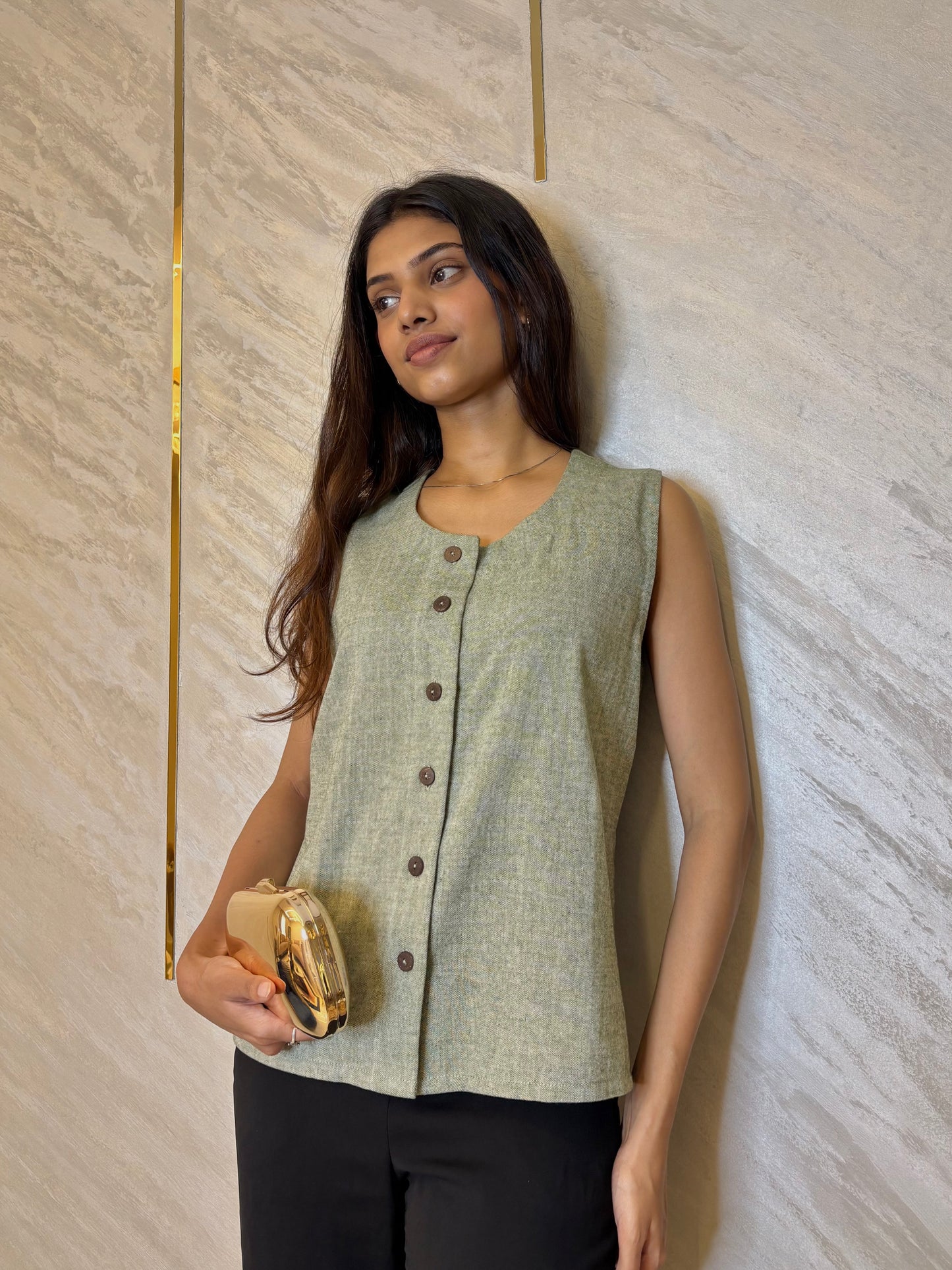 Sagewood Button-Front Top