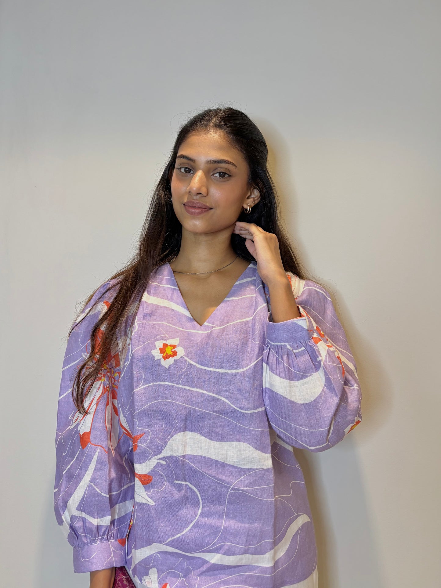 Lilac Wave V Neck top