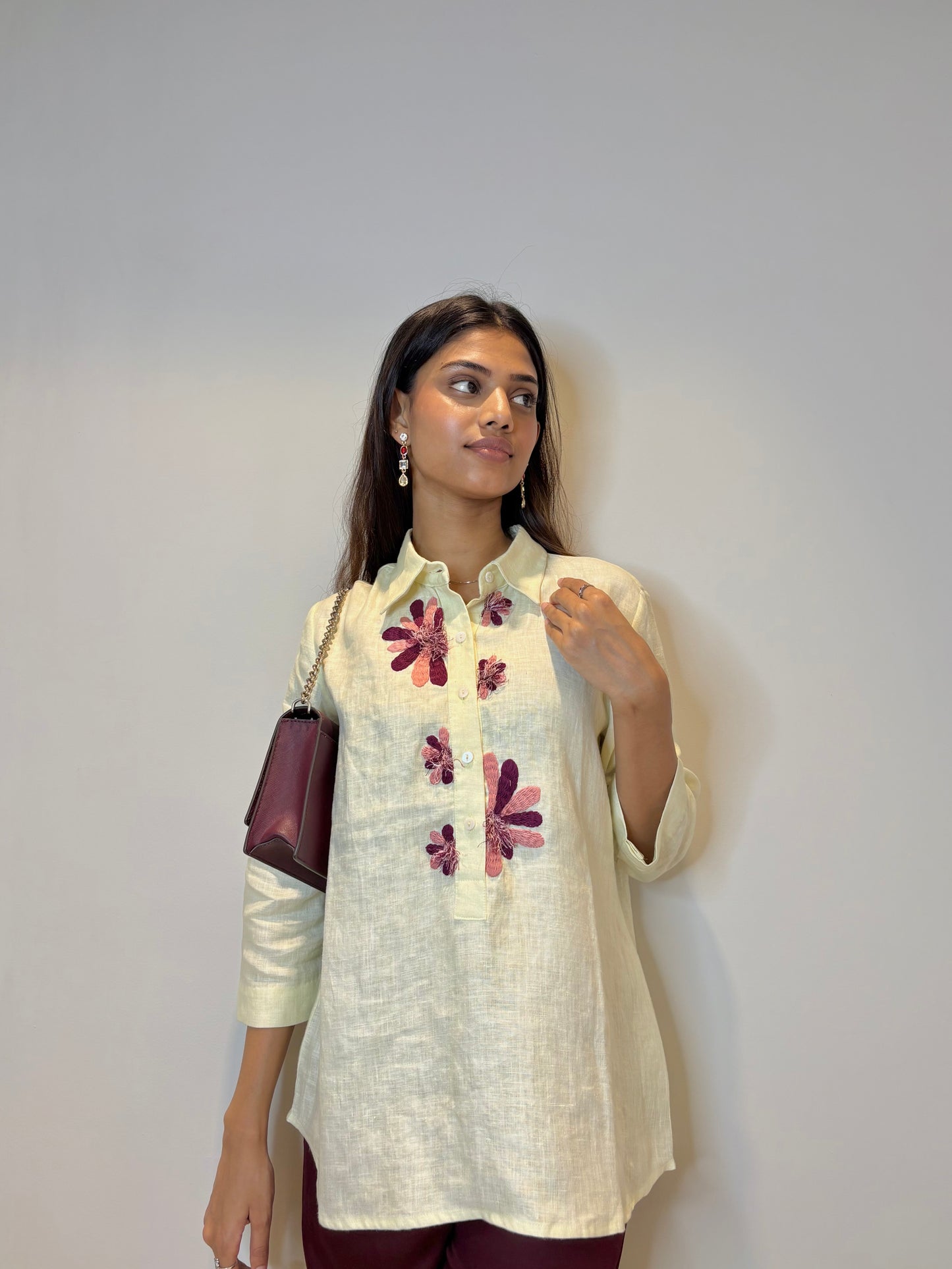 Butter Yellow Embroidered shirt