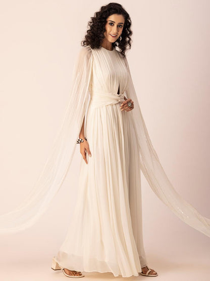 Ivory Pleated Gown