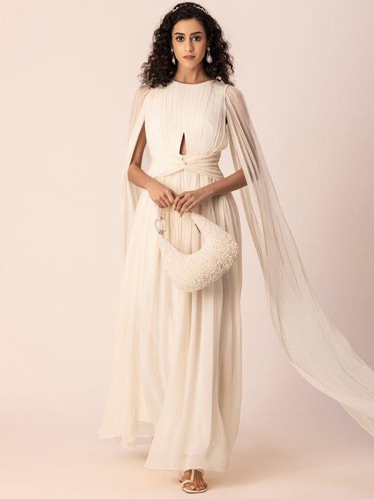 Ivory Pleated Gown