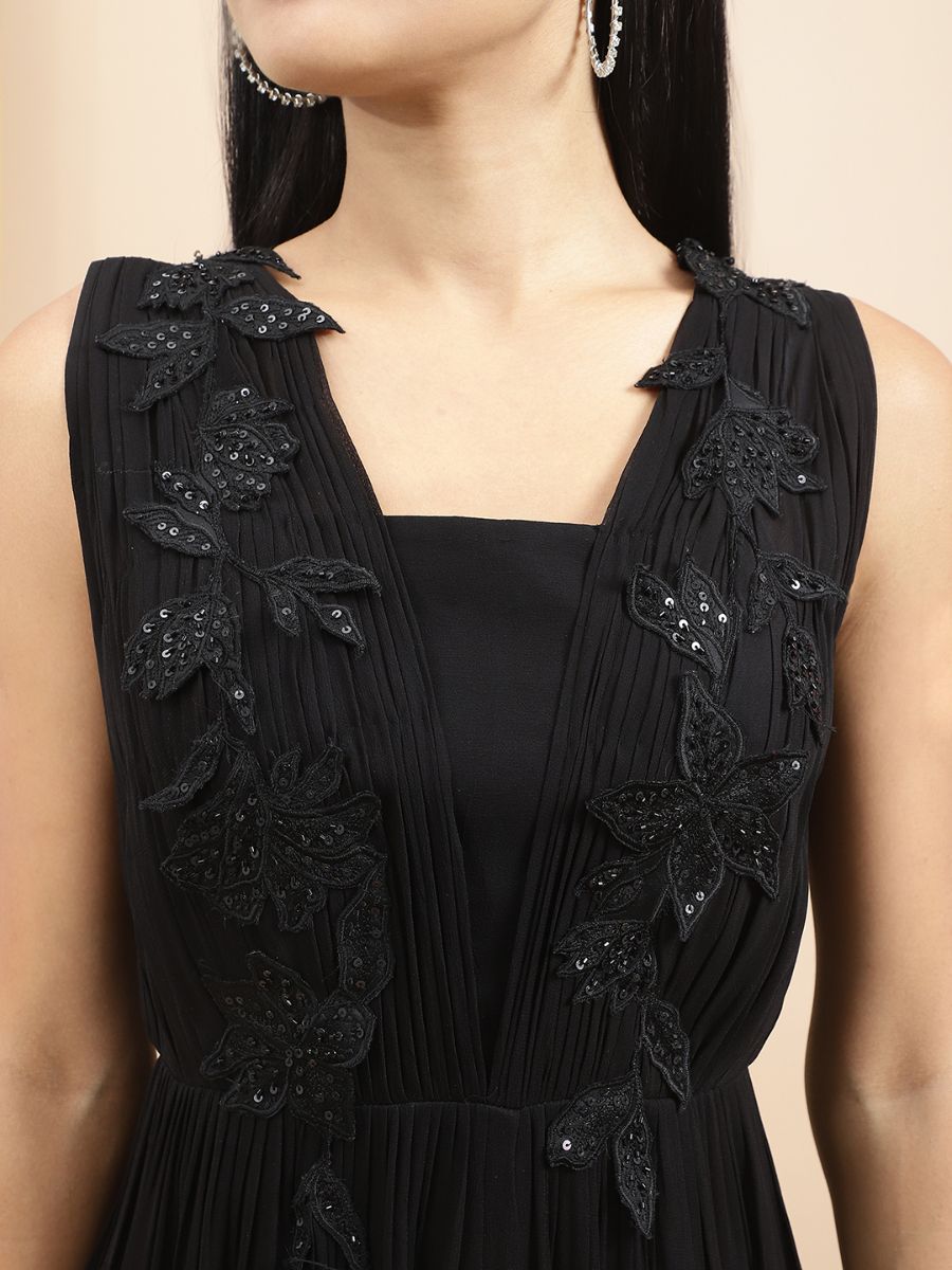 Black Embroidered Jumpsuit