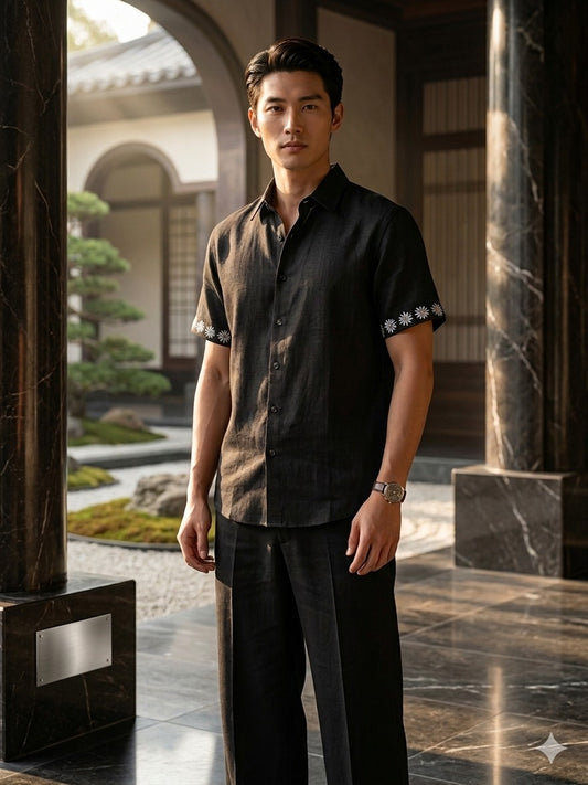 Black Short Sleeve Hemp Shirt