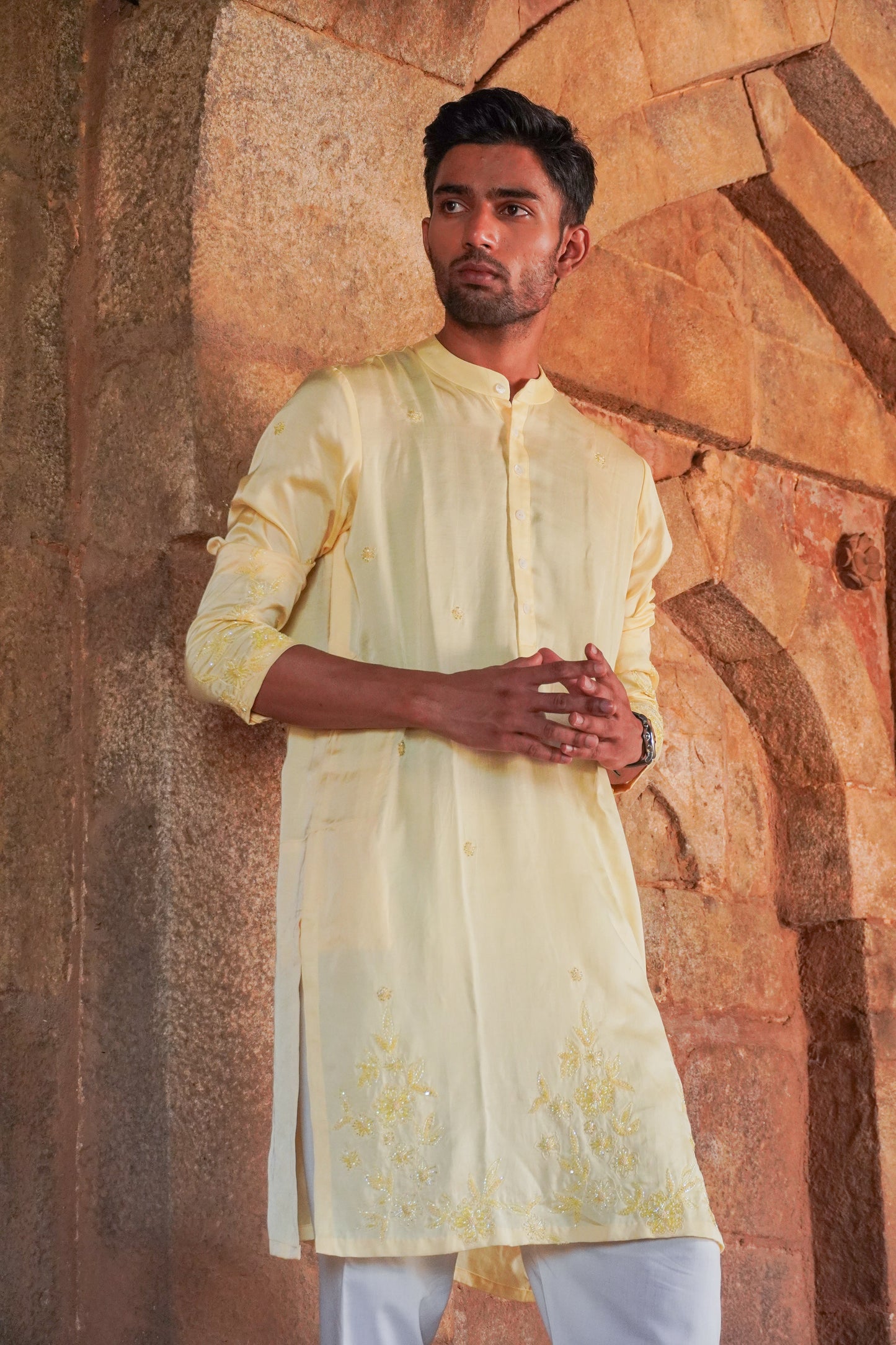 Yellow Tencel Men's Kurta