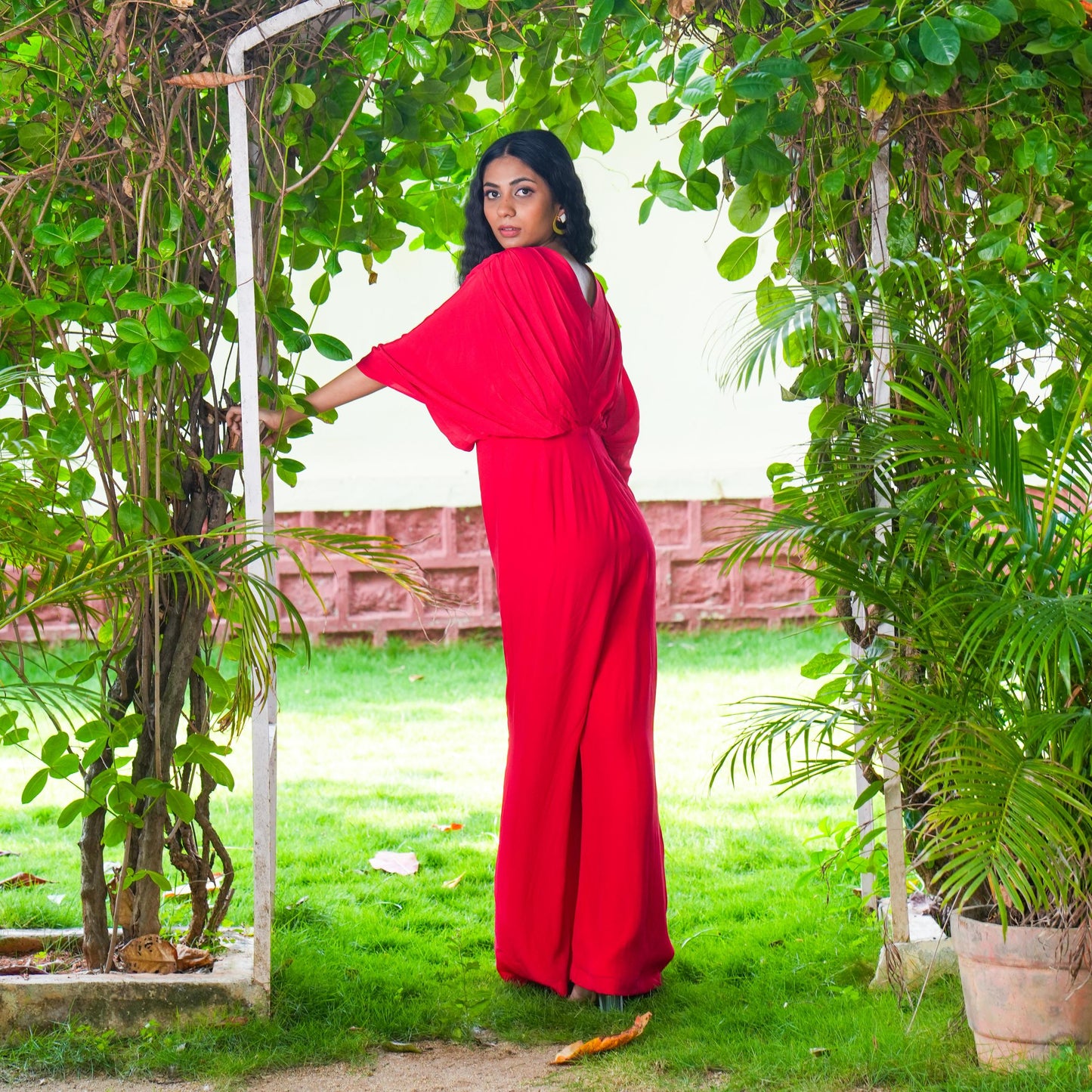 Red Drape Jumpsuit