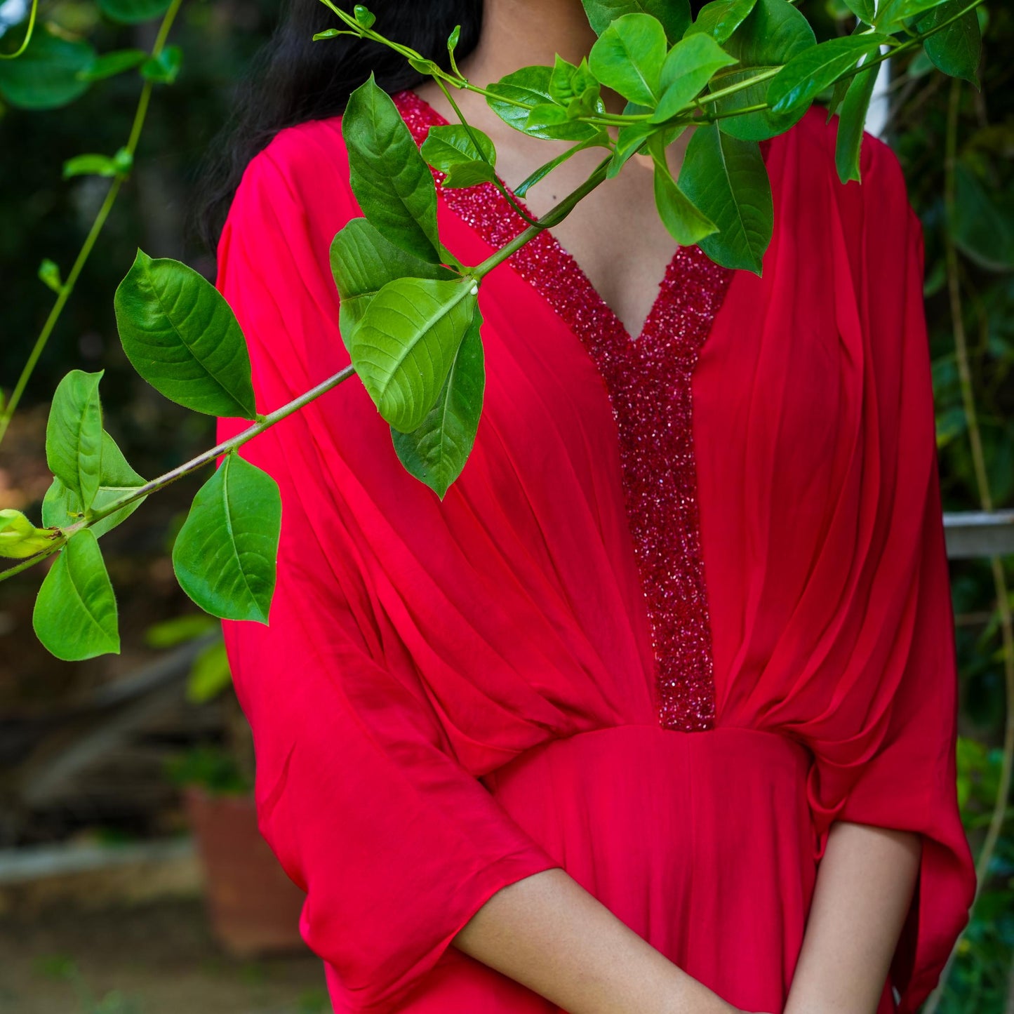 Red Drape Jumpsuit