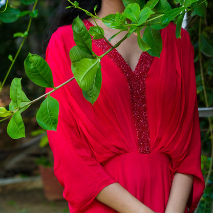 Red Drape Jumpsuit