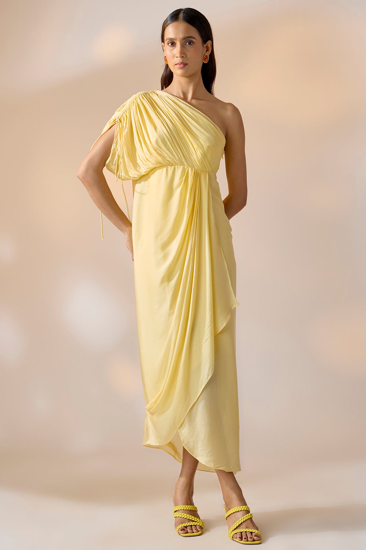 Butter Yellow Drape Dress