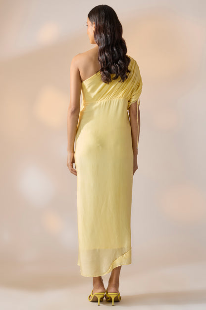 Butter Yellow Drape Dress