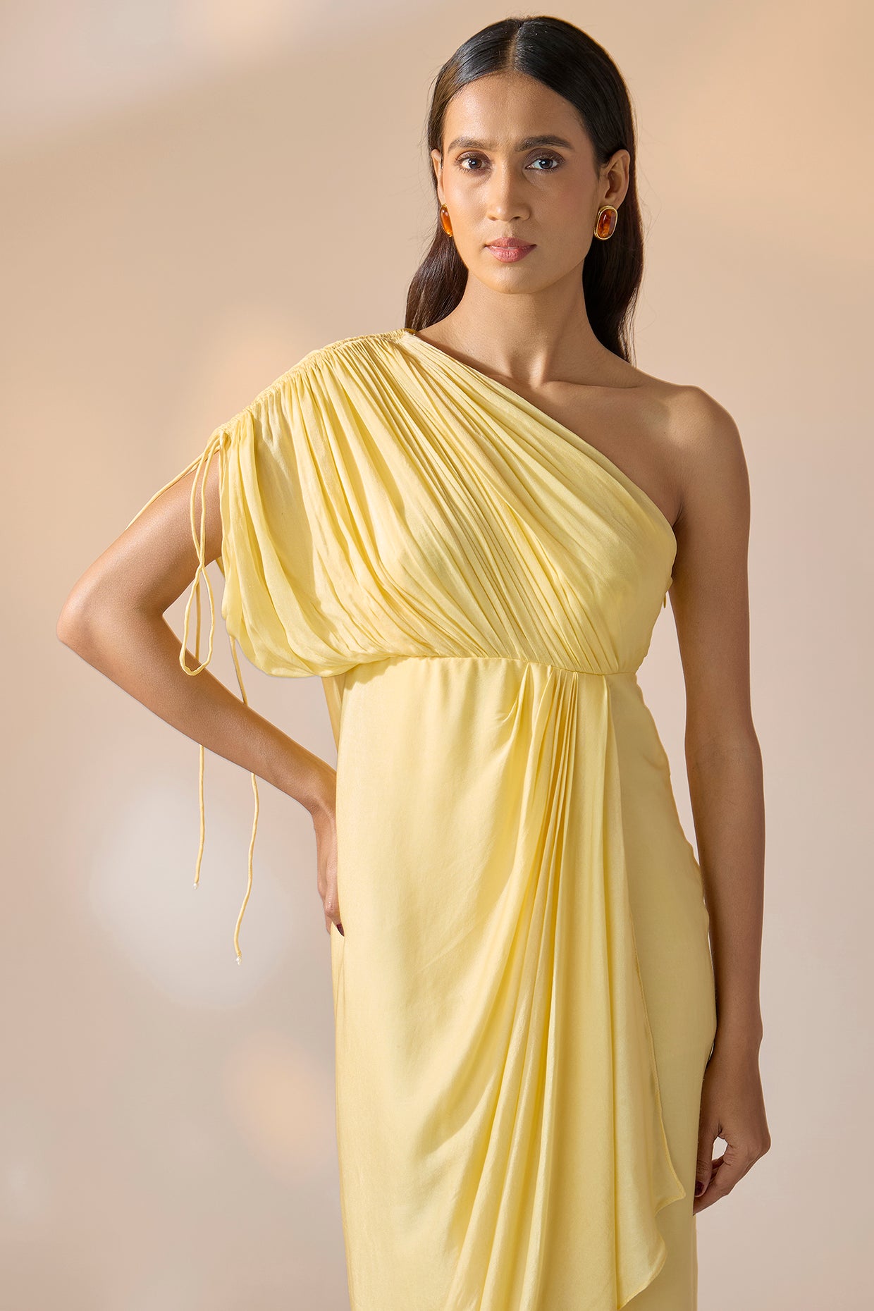 Butter Yellow Drape Dress