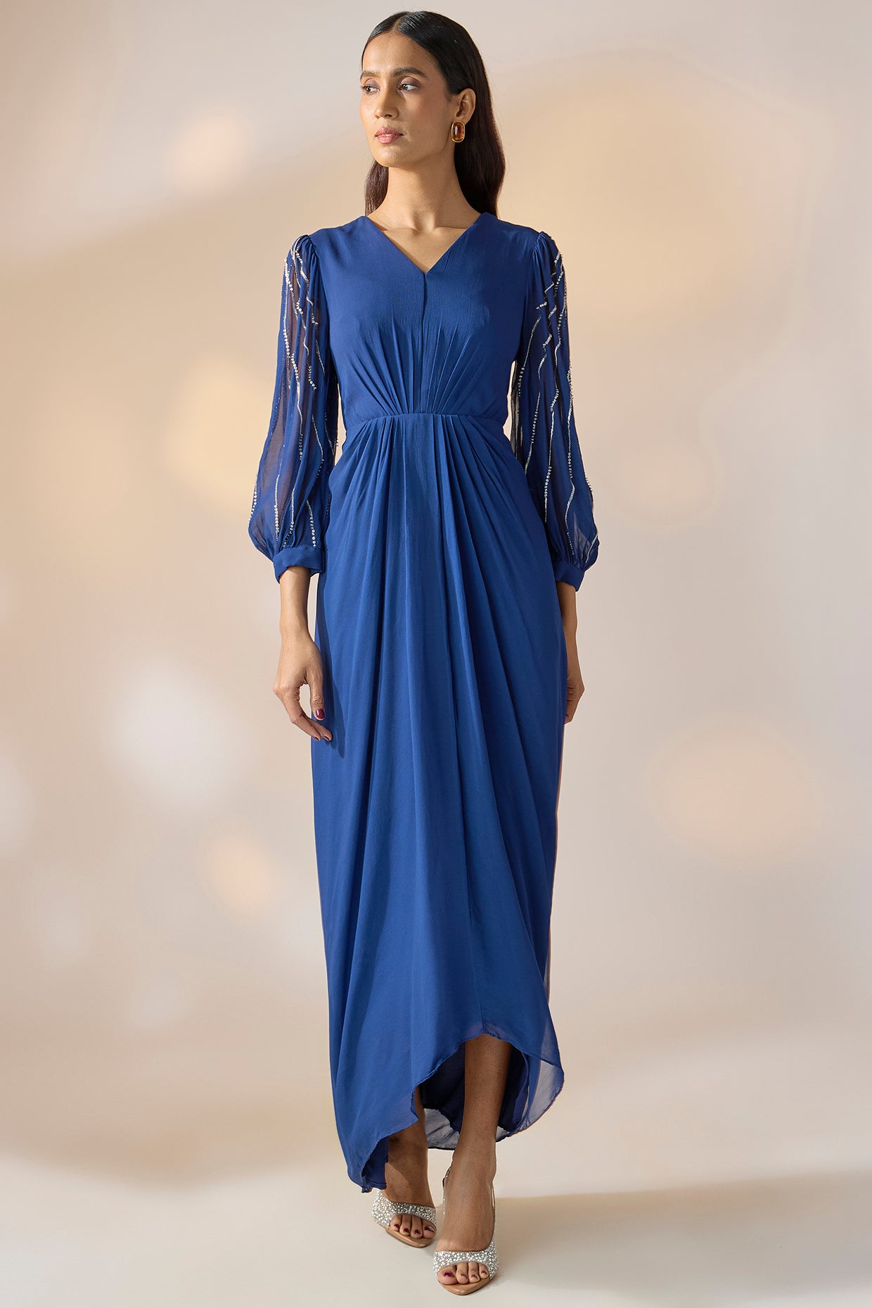 Blue Evening Drape Gown