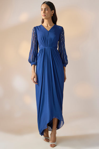 Blue Evening Drape Gown
