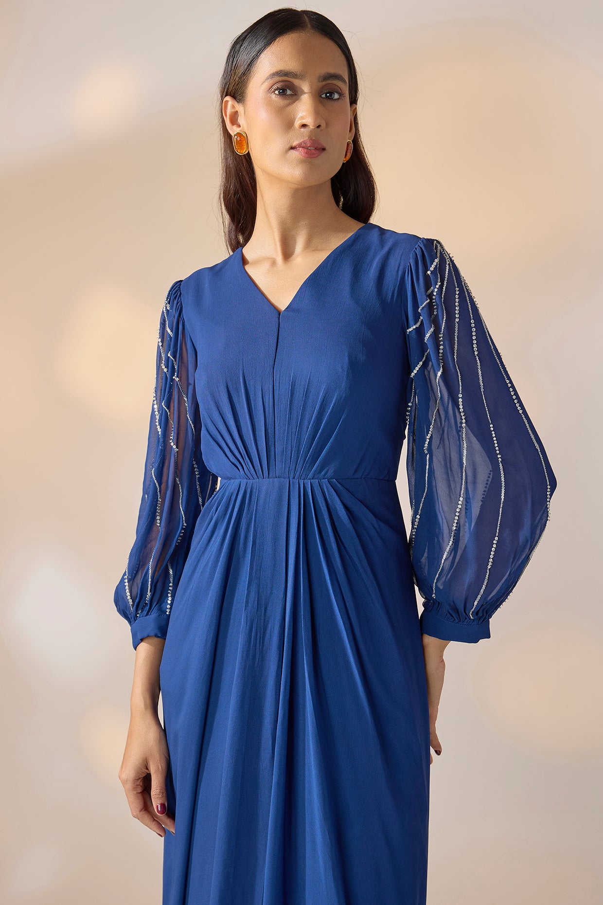 Blue Evening Drape Gown