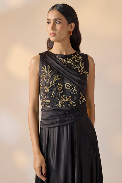 Black Embroidered Gown