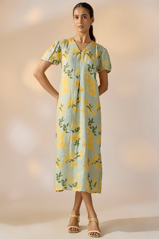 Yellow Floral Sheath Dress