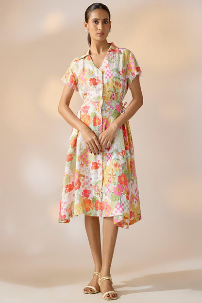 Gridbloom Shirt Dress