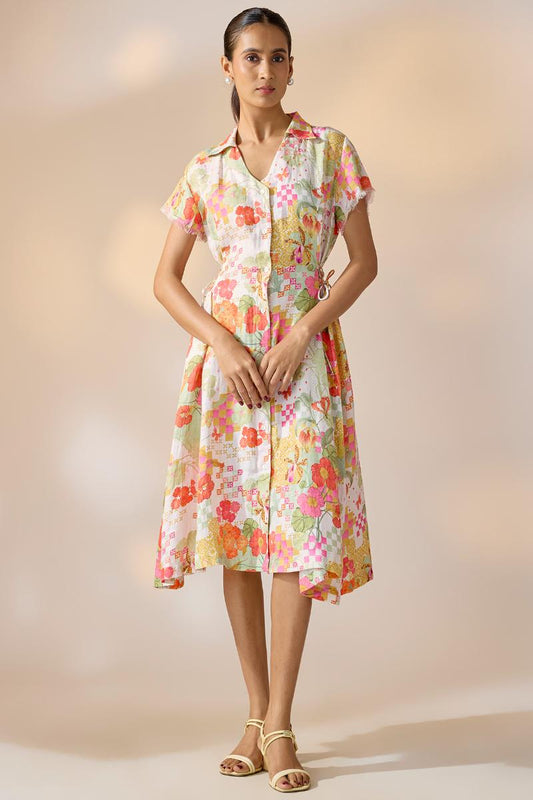 Gridbloom Shirt Dress