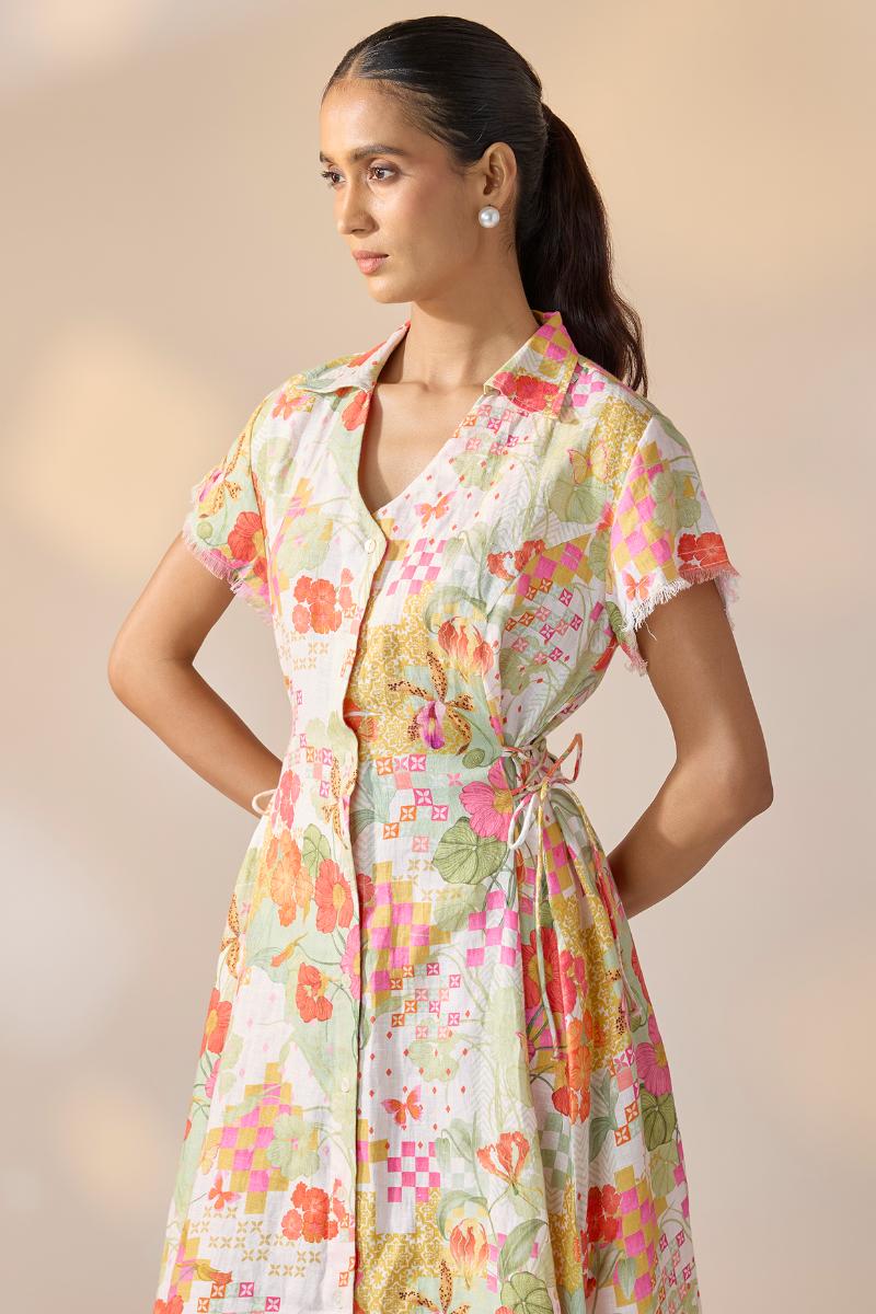 Gridbloom Shirt Dress