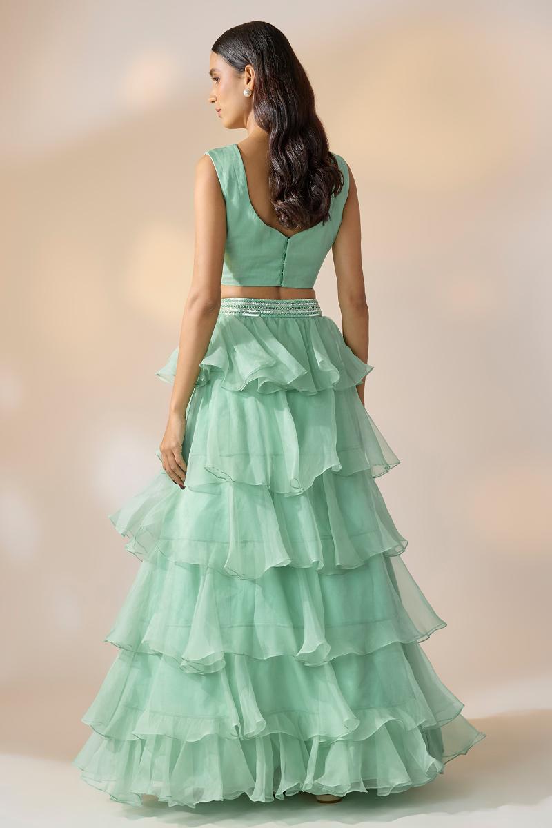 Pastel Green Ruffle Lehenga