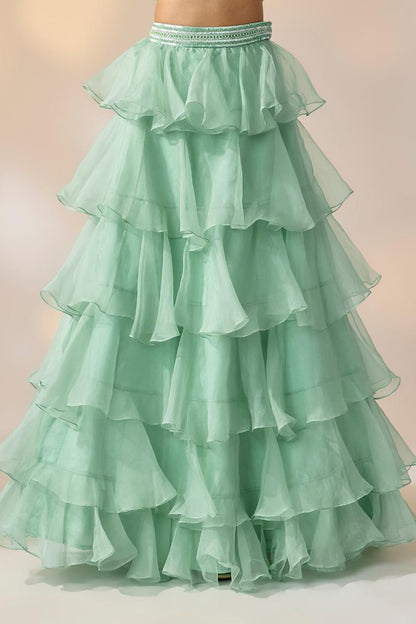 Pastel Green Ruffle Lehenga