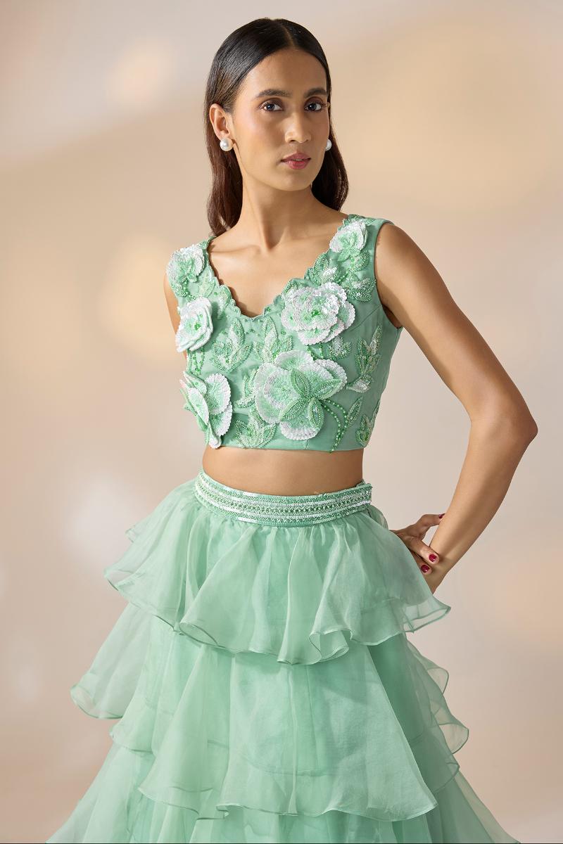 Pastel Green Ruffle Lehenga